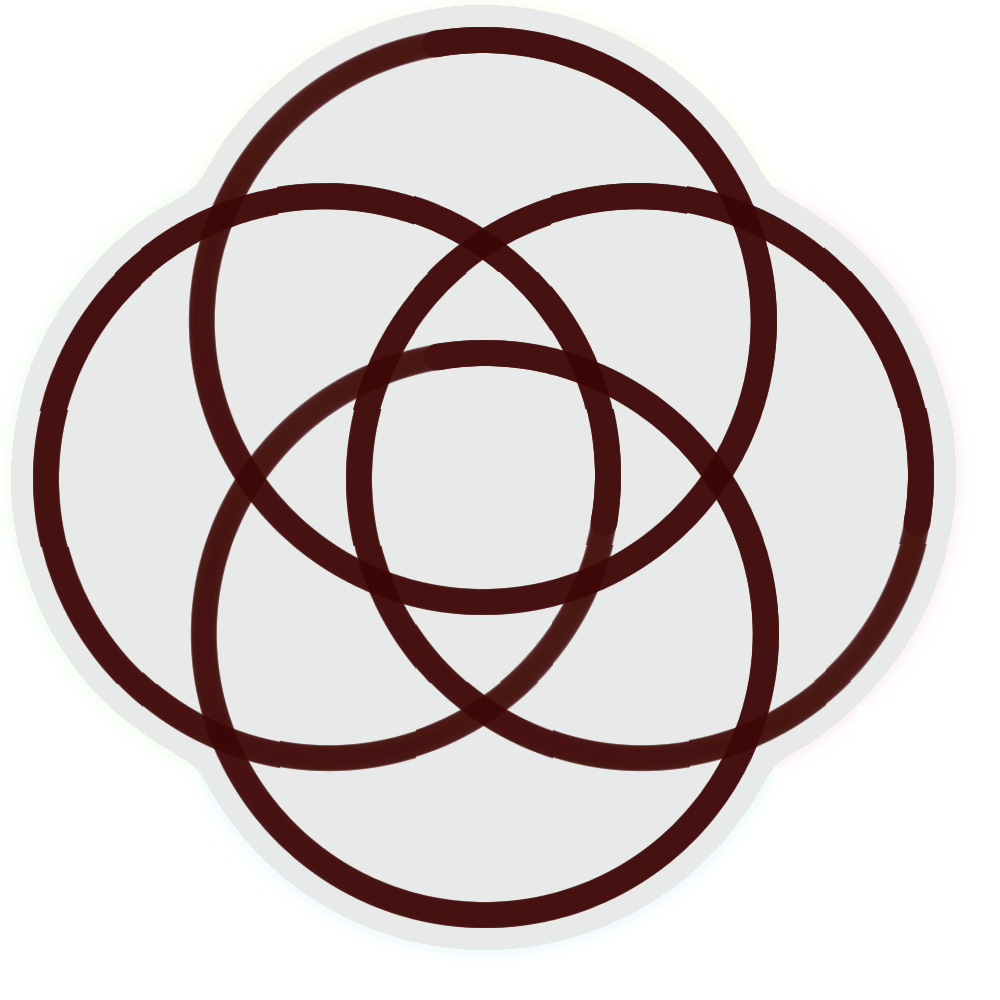 mmengard's plural unity rings, 4 interlocking circles outlined and filled in with white